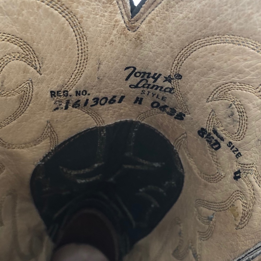 Tony Lama Grey Leather Cowboy Boots - Picture 4 of 8